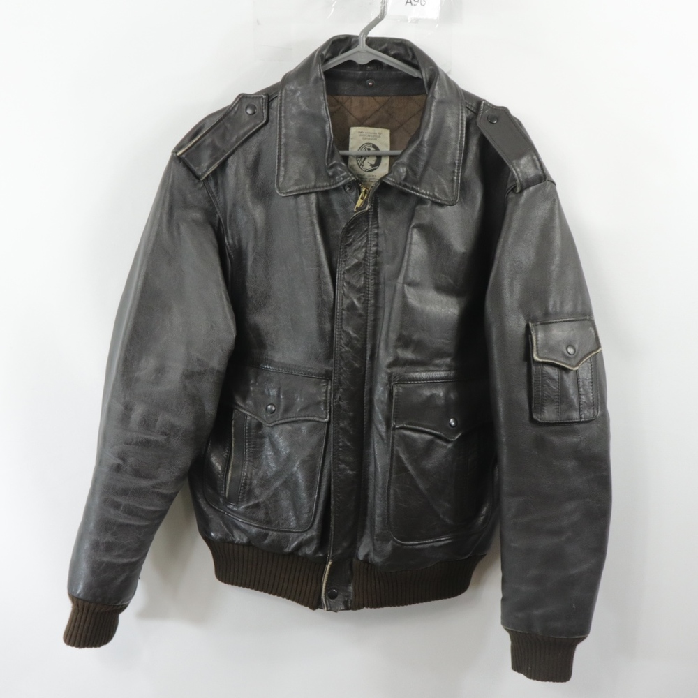 90s American Express Mens 42 Leather Jacket Brown